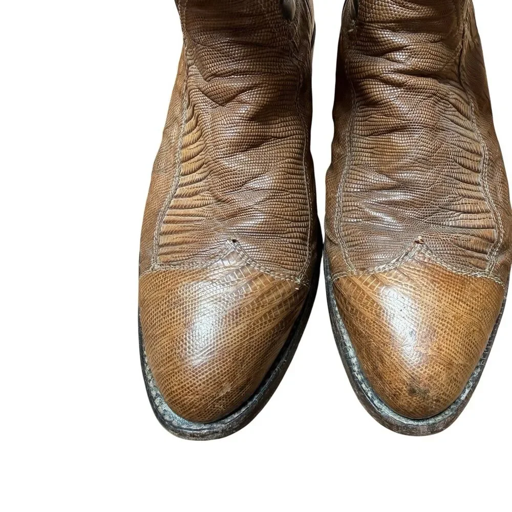 Vintage Tony Lama Exotic Cowboy Boots Mens Sz 10 D Style 8550 Gold Label USA